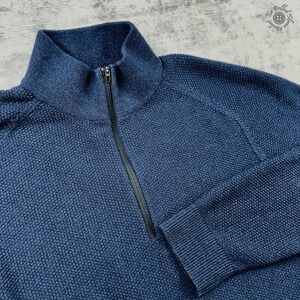 Lululemon Men's Quarter-Zip Sweater 2XL Navy Blue Textured Knit Pullover